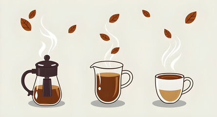 Coffee cup vector, Cup of coffee illustration, Hot coffee vector, Coffee mug vector, Coffee drink art, Coffee icon, Espresso cup vector, Steaming coffee illustration, Coffee flat design, Coffee clipar