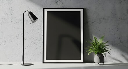 Black frame on concrete wall