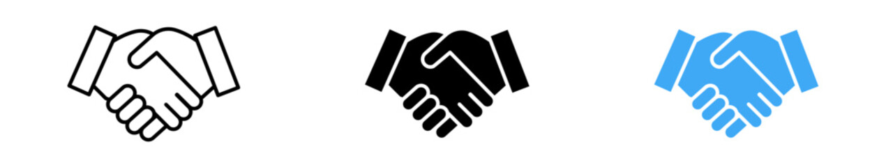 Obraz premium set of handshake icons for agreement, partnership, and successful business deals, symbolizing agreement, partnership, and trust. for business and collaboration designs