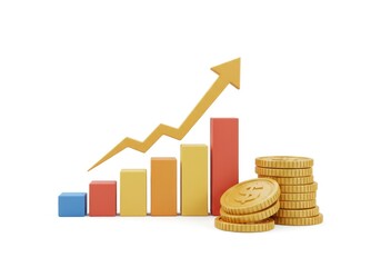 Financial Growth Bar Graph with Coins