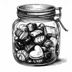 Assortment of Chocolates in a Glass Jar