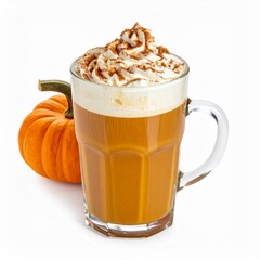 Pumpkin Spice Latte with Whipped Cream in Glass Mug