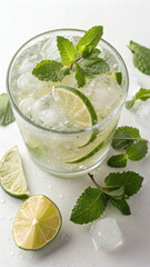 Fototapeta premium Summer Mojito with Lime and Mint
