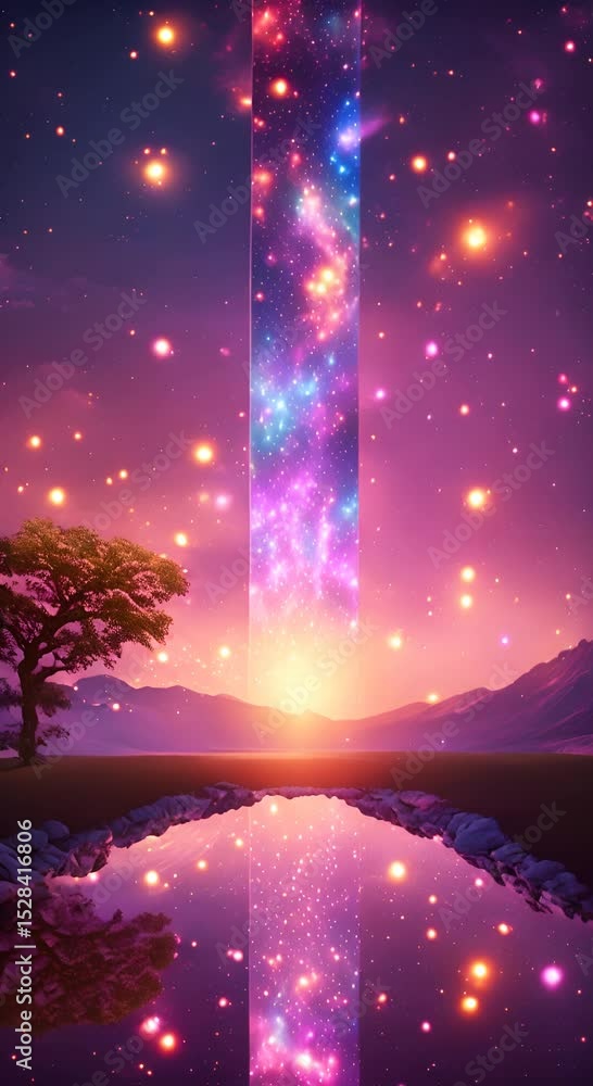 Poster background with space colorful lights hd resolution with hyper realistic nature background 4k vertic