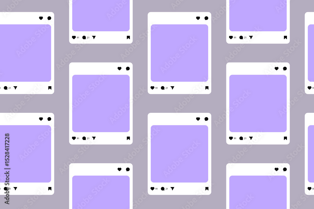 Poster social media post mockup vector love, like, comment, share, icon set. social network carousel post t
