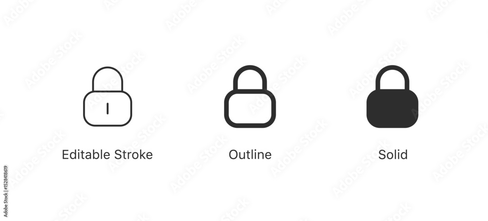 Aufkleber a set of lock icons padlock symbol for security, privacy, and locked access in editable stroke, outl