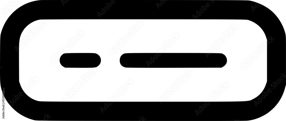 Poster rounded rectangle graphic with horizontal line and two dots.