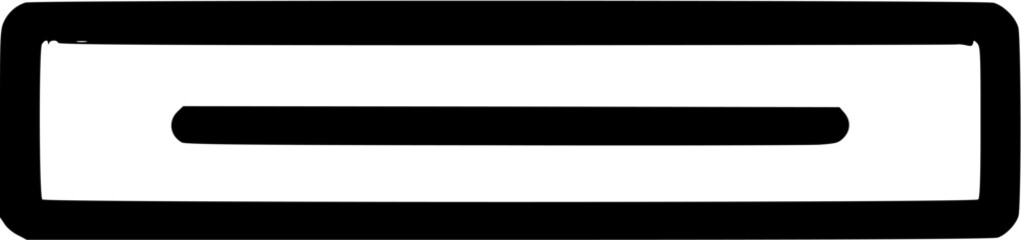 A simple graphic design featuring a thick black horizontal line centered within a larger black rectangle.