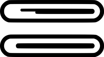 Two stylized, oblong shapes with thick black outlines and internal details.