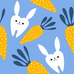 Medicine seamless teeth and rabbit pattern for wrapping paper and fabrics and linens and kids