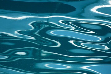 Abstract surface of the blue sea with lines and shine water background