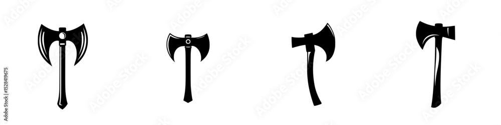 Poster distinct icon set of axes showcasing various designs and forms for creative projects and application