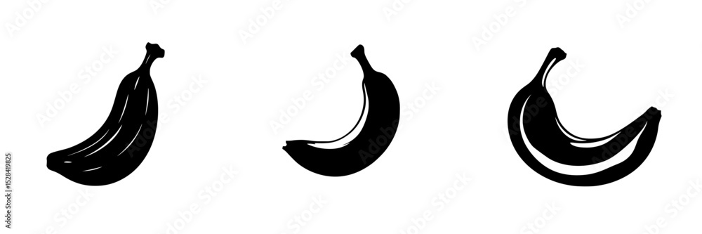 Aufkleber unique icon set showcasing various banana silhouettes in different orientations for graphic design p