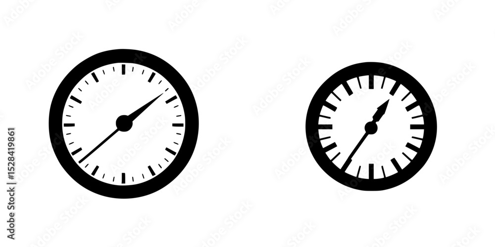 Poster icon set featuring two minimalistic gauges for visual representation of measurement or timing