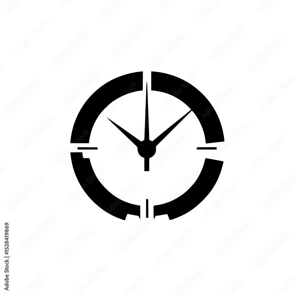 Poster unique icon set featuring a clock design with minimalist elements and geometric shapes for modern ap