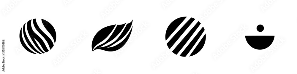 Poster collection of modern icon set featuring abstract designs for creative projects and digital applicati