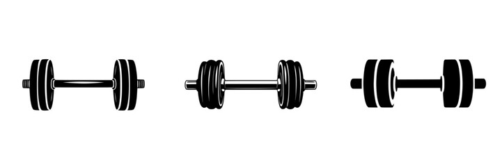 Dumbbell icon set for fitness and workout applications