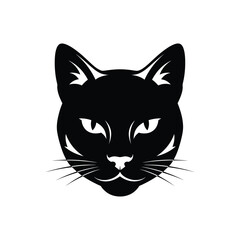 Elegant Black Cat Head Silhouette Vector Illustration for Design Projects