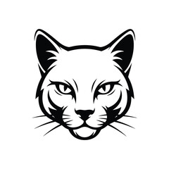 Elegant Black and White Cat Head Vector Illustration Perfect for Logos, Prints, and Designs