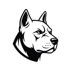Powerful Dog Head Vector Illustration Fierce Canine Portrait in Black and White