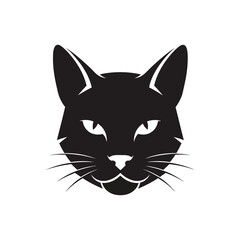 Elegant Black Cat Head Silhouette Vector Illustration for Design Projects