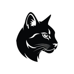Elegant Black Cat Head Silhouette Vector Illustration Perfect for Logo, Design, and Print