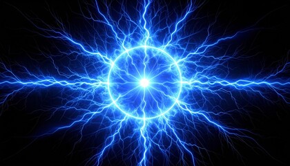 Fototapeta premium Abstract Blue Energy Sphere with Radiant Rays