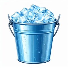 Blue Metal Ice Bucket Filled with Ice Cubes