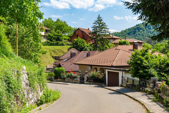 A street in a residential area in the town of Mali Zvornik in western Serbia.