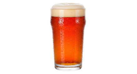 A full pint of delicious amber beer, perfectly chilled and ready to enjoy.