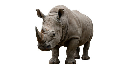 Majestic rhinoceros in a stunning close-up portrait, set against a black backdrop.