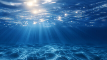 Underwater Sunlight Beams Through Ocean Surface with Water Texture