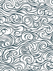 Seamless whimsical pattern featuring fluid swirls and curling lines design