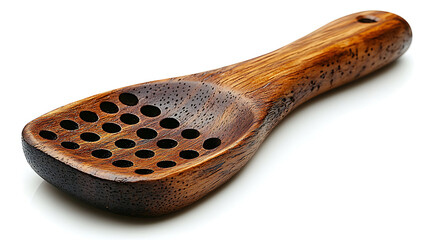 Handcrafted Wooden Slotted Spoon, Rustic Kitchen Utensil, Brown Wood Serving Scoop