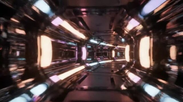 Seamless Looping luxury futuristic tunnel corridor.  Generative AI.