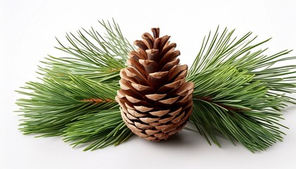 Fototapeta premium pinecone and needles isolated on white background botanical pinecone nature