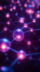 Obraz premium Abstract representation of interconnected nodes and particles, illustrating the concept of networking, technology, and digital science.