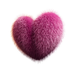 Fuzzy Pink Heart Illustration with Textured Fur Effect on White Background