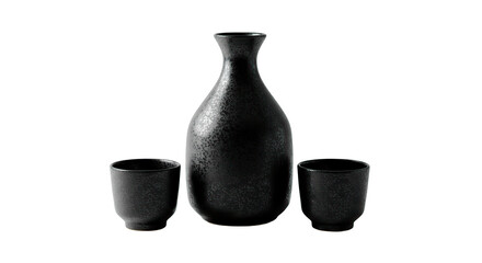 A sleek black sake set, perfect for serving traditional Japanese drinks in style.