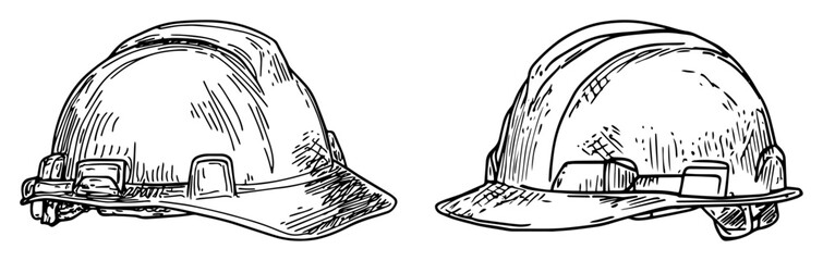 construction safety helmets hand drawn sketch © Kaz