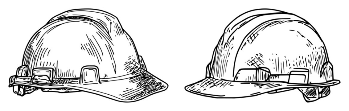 construction safety helmets hand drawn sketch