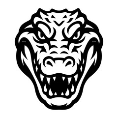 Aggressive Alligator Head Vector - Bold Black Tribal Style Mascot Illustration
