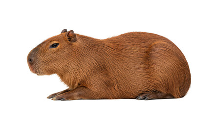 A detailed portrait of a capybara in repose, showcasing its distinctive brown fur and calm demeanor.