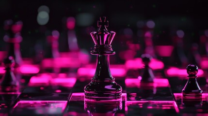 Futuristic High-Tech Chess Piece on Modern Digital Chessboard