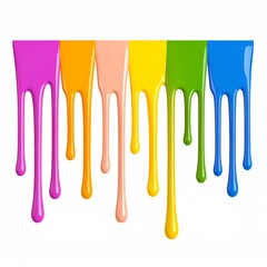 Vibrant Dripping Paint Colors on White Background