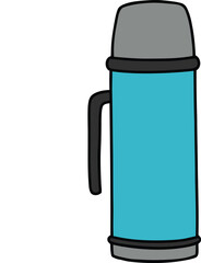 Insulated Blue and Grey Thermos Flask Vector Illustration
