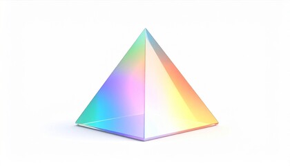 Fototapeta premium Colorful Holographic Pyramid on White Background