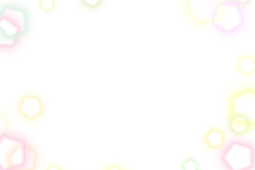 明るいネオンカラーの五角形が周りに輝くフレーム