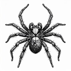 Detailed Black And White Spider Illustration