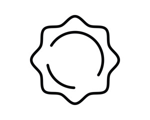Minimalist line art depicting a stylized sun or flower. Clean and modern aesthetic, suitable for logo design, icons, or abstract backgrounds. Versatile for various creative projects.